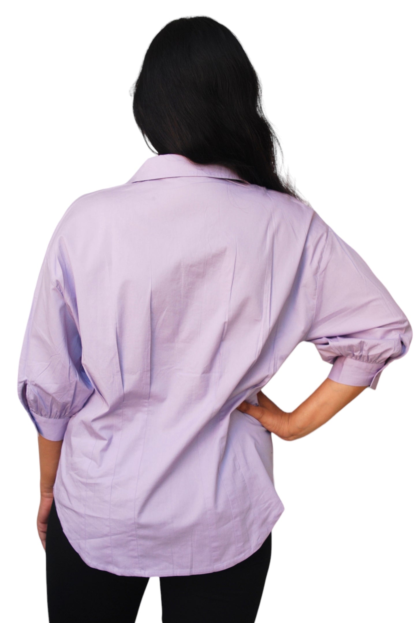 Women Casual Extended Sleeves Solid Women Lilac Top