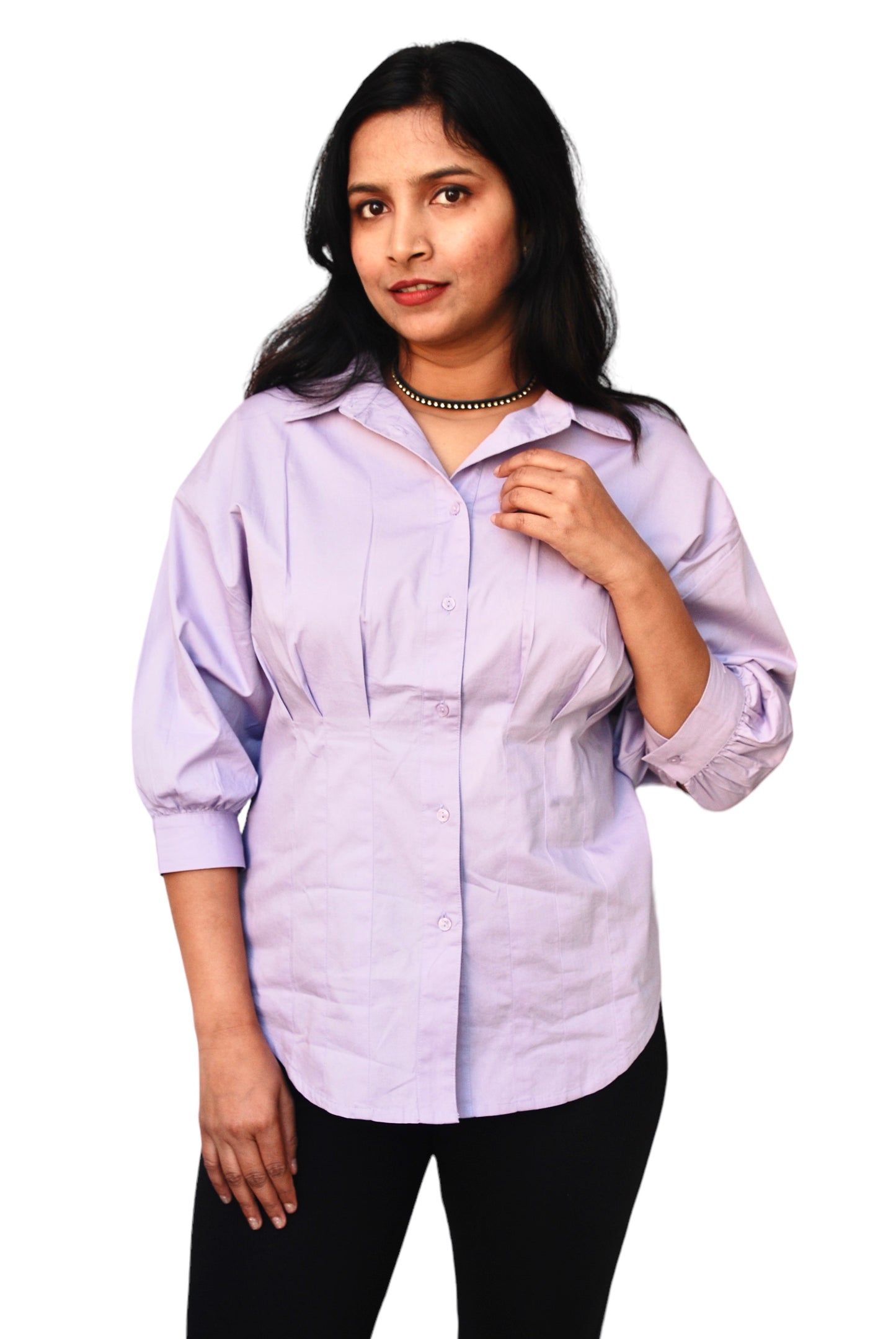 Women Casual Extended Sleeves Solid Women Lilac Top