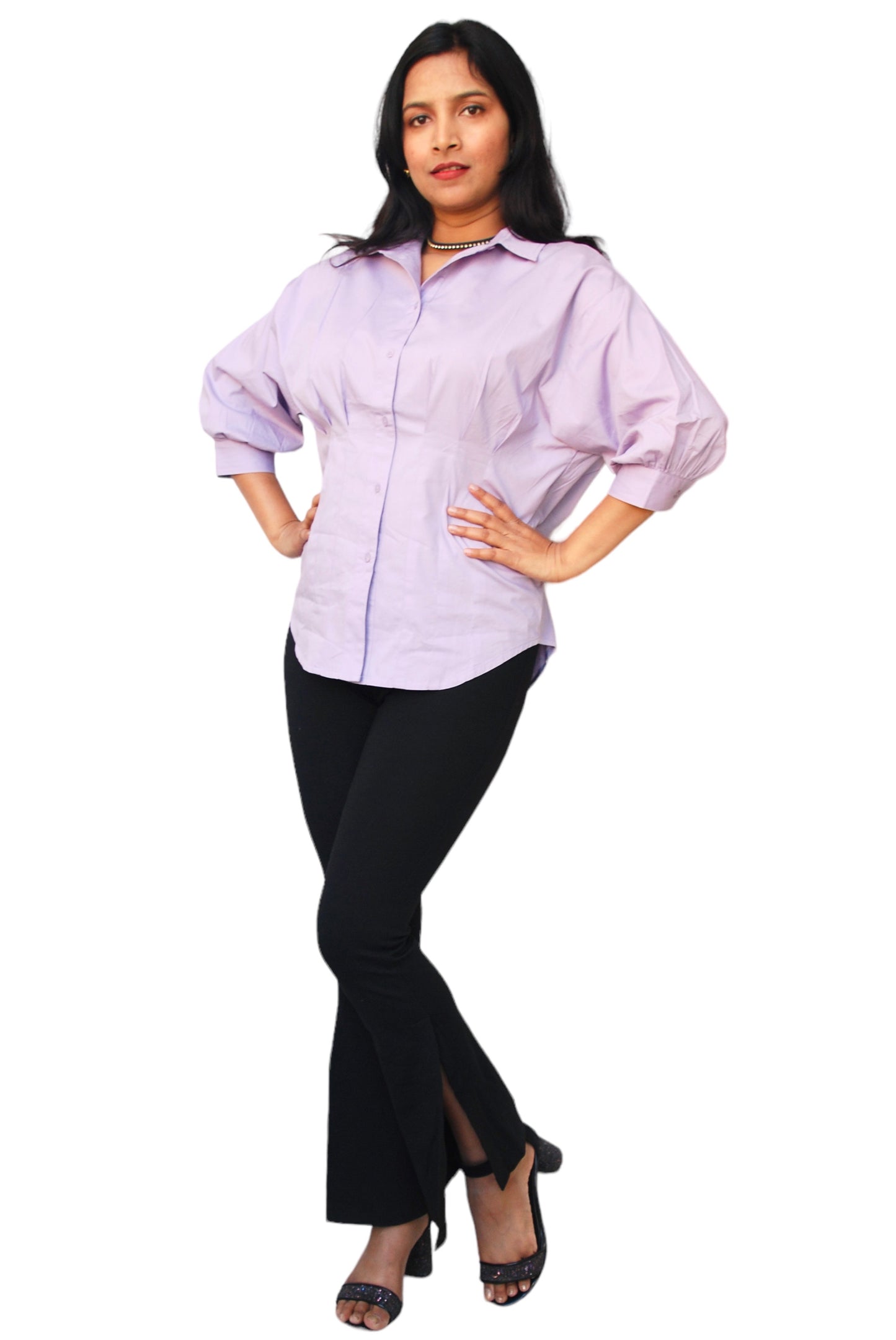 Women Casual Extended Sleeves Solid Women Lilac Top