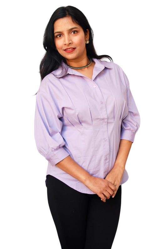 Women Casual Extended Sleeves Solid Women Lilac Top