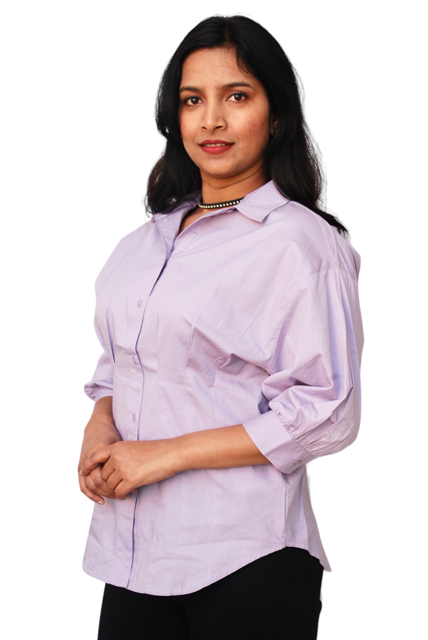 Women Casual Extended Sleeves Solid Women Lilac Top