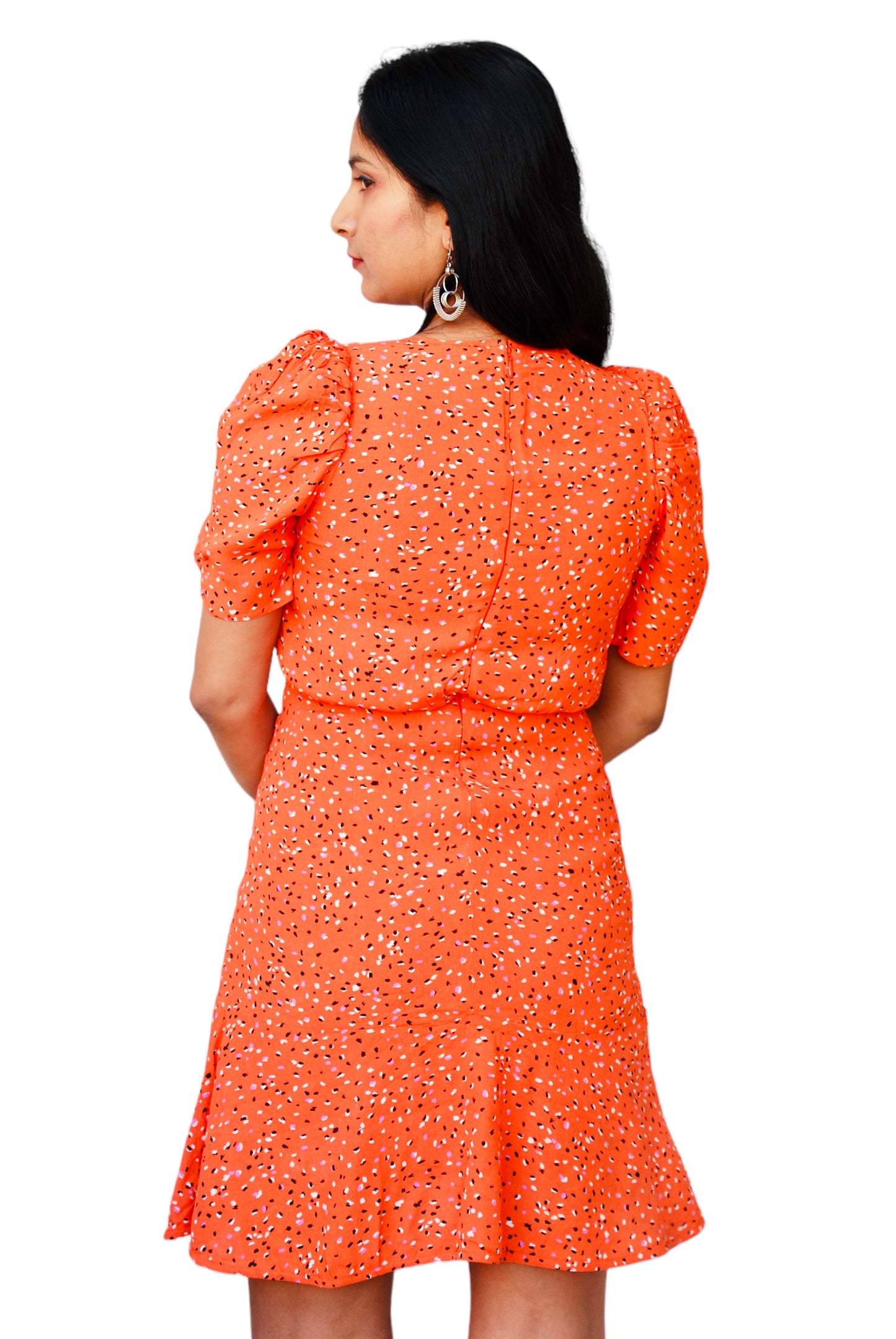 Women Printed Orange Color Sheath Dress