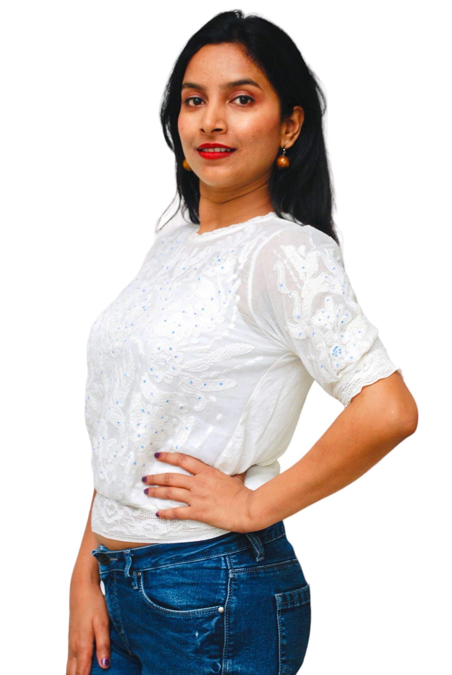 Women Embroidered Women White Top