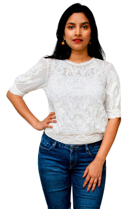 Women Embroidered Women White Top