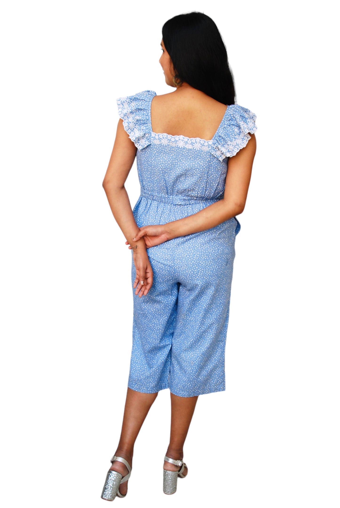 Women Blue Color Printed Jumpsuit