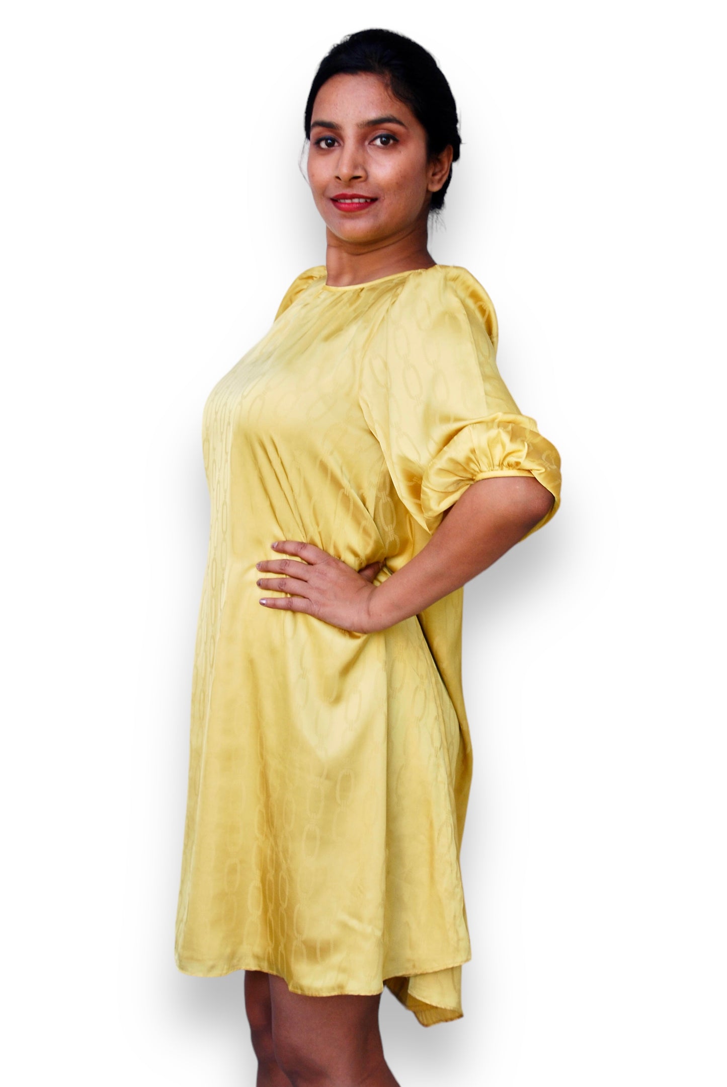 Women Mustard Yellow Color A-Line Dress