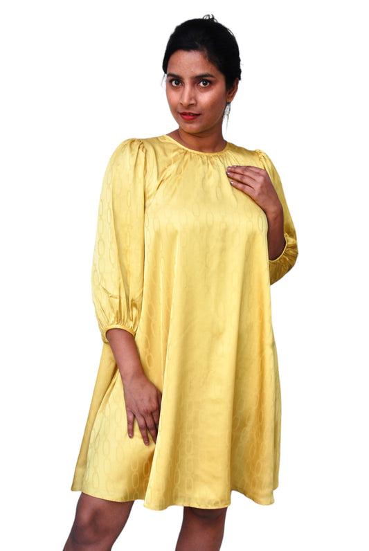 Women Mustard Yellow Color A-Line Dress