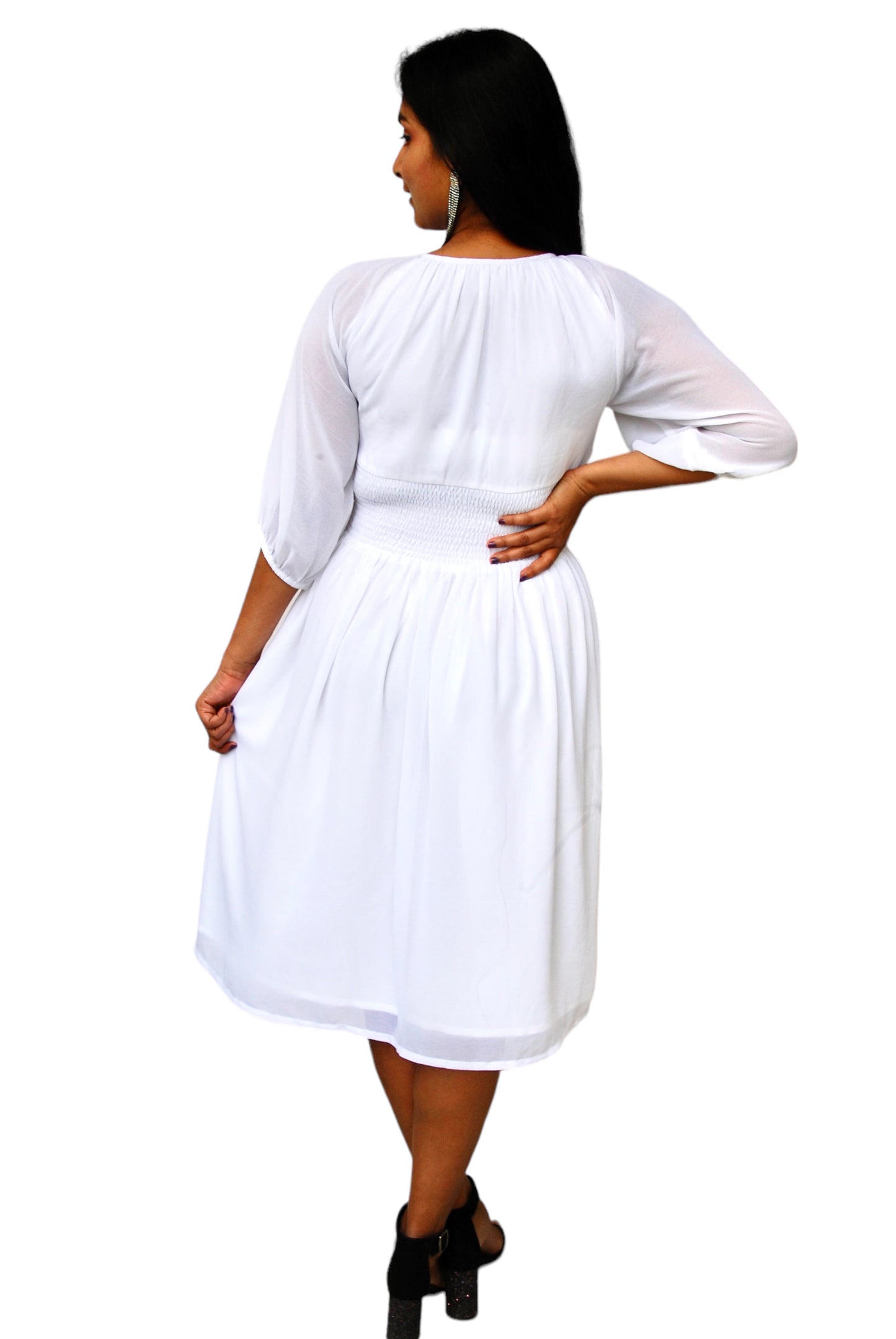 Women White Color Fit And Flare Dress